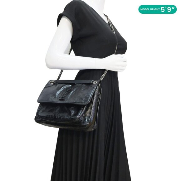 Yves Saint Laurent  Niki Medium Leather Shoulder Bag Black - Picture 2 of 13